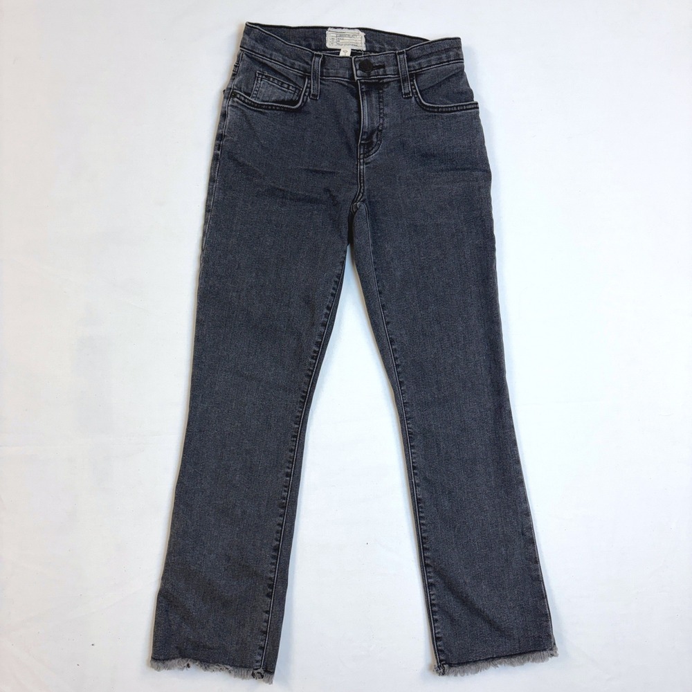 Current Elliott The Kick Jean Evermore Raw Hem Cropped Flare Black Jeans 23-0